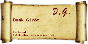 Deák Girót névjegykártya